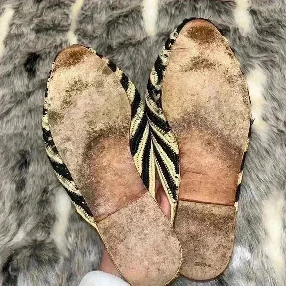 Proud Mary Raffia Slip On Shoes wicker black tan sz 8 - Picture 5 of 8